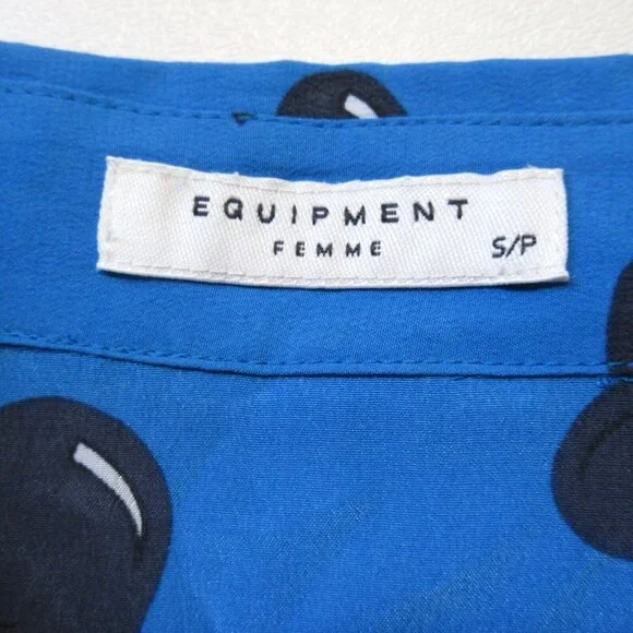 NWT Equipment Colleen in Blue Heart Print Sleeveless Silk Button Down Shirt S - Picture 3 of 5